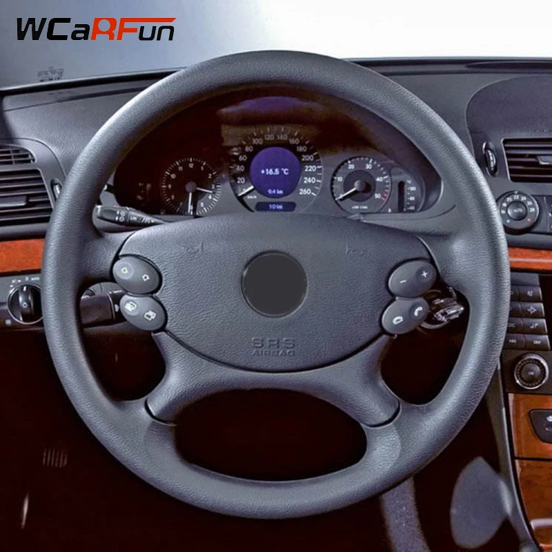 

WCaRFun Black Genuine Leather Steering-Wheel Cover for Mercedes Benz E-Class W211 E230 E280 E350 CLS350 CLS500