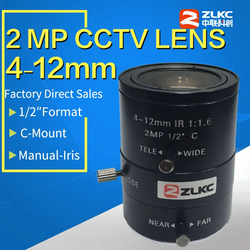 Lente de Íris Lentes de Visão de Máquina Lente da Câmera Polegadas Montagem Megapixel 4-12mm Manual fa Varifocal hd Cctv Lente Óptica Zlkc 1 – 2 c
