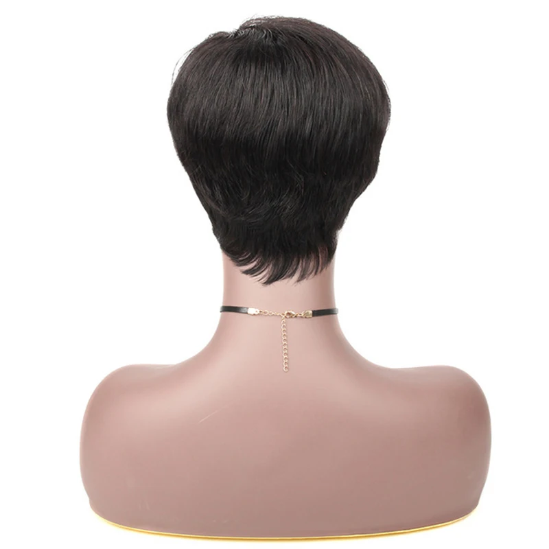 Short Human Hair With Bangs Wigs Brazilian Human Hair 100% Remy Extension Afro Wig For Black/White Women