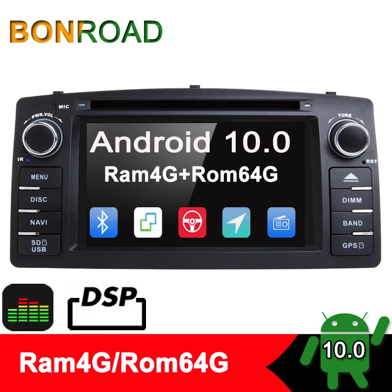 Автомобильный DVD-плеер Bonroad 2DIN Android 2000 для Toyota Corolla E120/BYD F3 2003 2005 2006 радио
