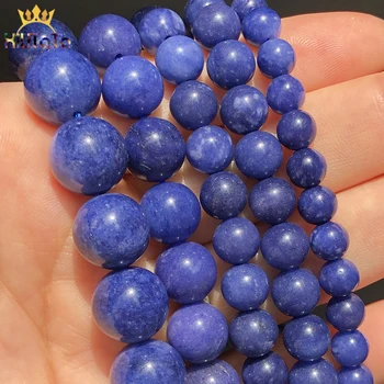 

Natural Stone Smooth Blue Kyanite Round Loose Beads For DIY Jewelry Making 6 8 10 12mm Bracelet Charms Necklace 15'' Strands