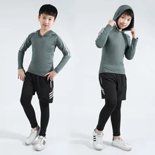 Новинка; сезон осень-зима; термобелье подходит для детского быстросохнущие эластичные компрессионные Теплые длинный мужской костюм