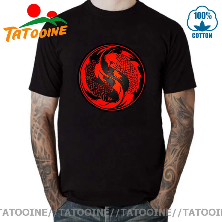 Tatooine Koi Fish T-Shirt Lucky Birthday Gift Tshirt Koi Carp Fish Magliette Unique China Taiji Style Abbigliamento Yin Yang Top Tees