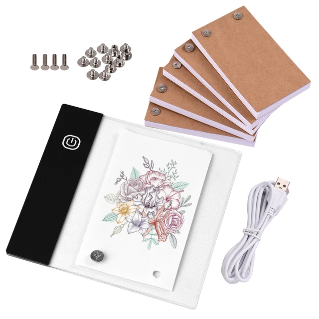 Flip Book Kit with Mini Light Pad LED Lightbox Tablet Design with Hole 300 Sheets Flipbook Paper Binding Screws for Drawing 6
