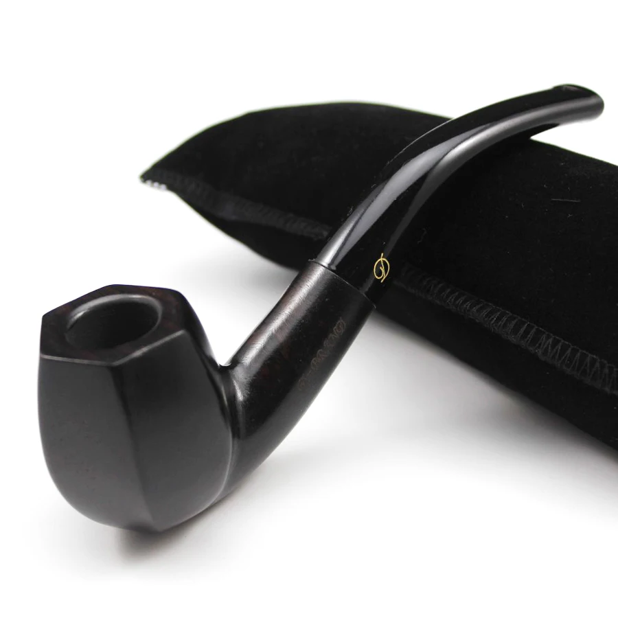 Handmade Ebony Wood Smoking Pipe Round Smoke Tobacco Wooden Pipe Gift 10pc 9mm Filters + Pouch + Holder #437S smoking accessories,tobacco pipe,tobacco smoking accessories,smoking pipe filters,herb smoking pipe,smoking pipe