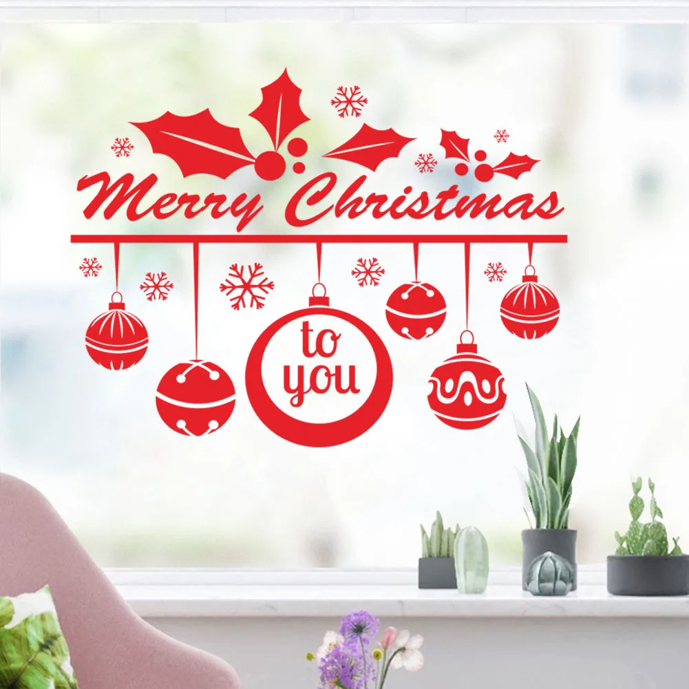 Christmas Wall Stickers Large Shop Shopping Mall Clothing Coffee Glass chu chuang tie Snowflake Snowman Decorative Stickers