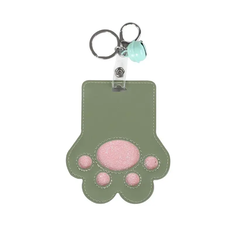 Sharkbang Cartoon Cat Paw ID Credit Bank Bus Card Holder Keychain With Bell Cute Card Protective Case Stationery