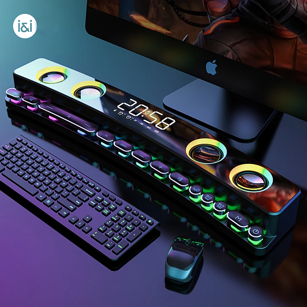 Clock Bluetooth Wireless Game Speaker soundbar 3D Stereo Subwoofer,Computer Loudspeaker with light,soundbar for tv home theater|Subwoofer| - AliExpress