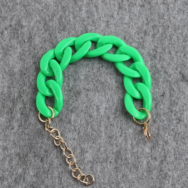 FishSheep Colorful Acrylic Thick Chain Bracelets For Men Women Bohemian Multi color Resin Chain Bracelets & Bangles 2021 Jewelry neon green