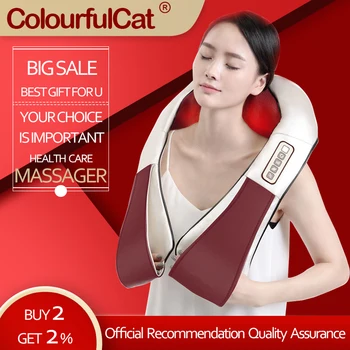 

Electric Kneading Massager for Neck and Back Shoulder Shiatsu Massage with Heat Vibration Deep Kneading to Relieve Pain