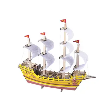 

Wooden 3d puzzle three-dimensional jigsaw sailing model assembled wood diy handmade children's educational boy toy puzzle gift