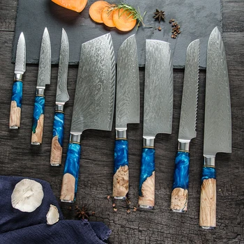 

Kitchen Gyuto Chef Knife Japanese VG10 Damascus Knife 67-Layer Ergonomic Handle Meat Fish Vegetable Sushi Fruit Cutting Knife