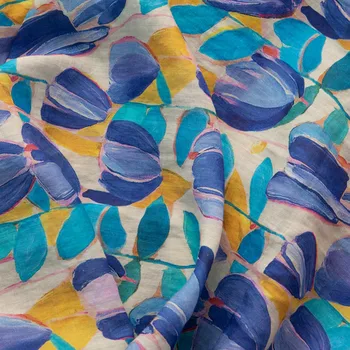 

Autumn and Winter New Style tissu High quality flax fabric johnnyjumpup Printing fabrics Fashion Gown Dress linen fabric