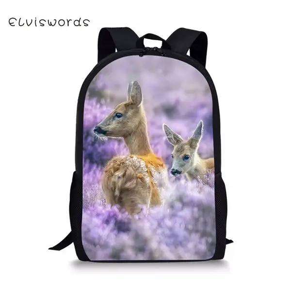 CDWX3853C Детский рюкзак ELVISWORDS из 3 предметов, школьные сумки с цветочным рисунком оленя, каваи, рюкзак для студентов/сумки с откидным клапаном/пеналы для ручек - Цвет: CDWX3853C