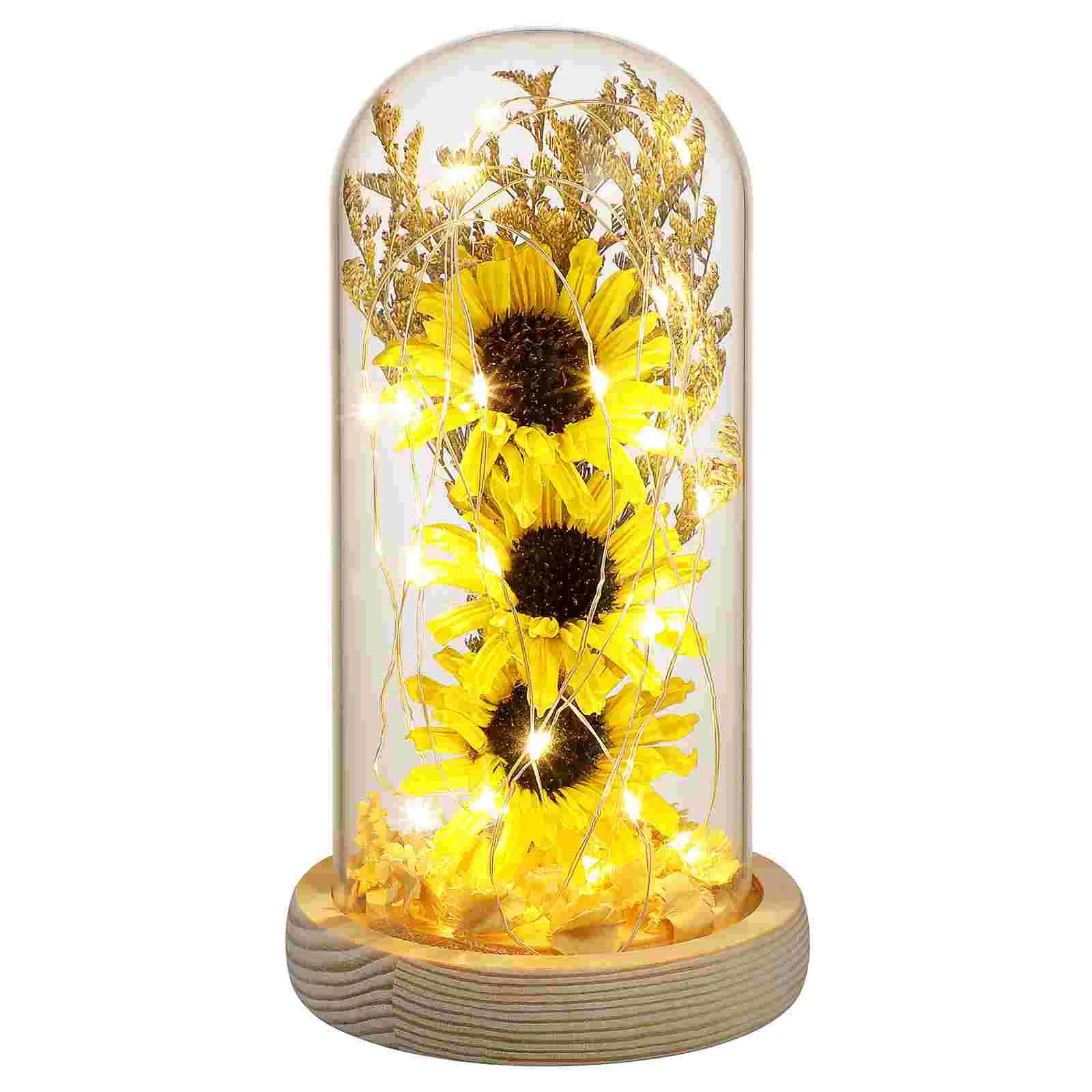 Girasoles decorativos con luz de hadas encantada en cúpula de cristal para  regalo de decoración de Festival de San Valentín (amarillo) - AliExpress  Hogar y jardín