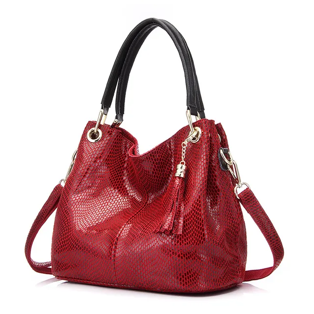 Bag for women handbags genuine leather bag female hobos shoulder crossbody bags high quality leather totes women messenger bag Red