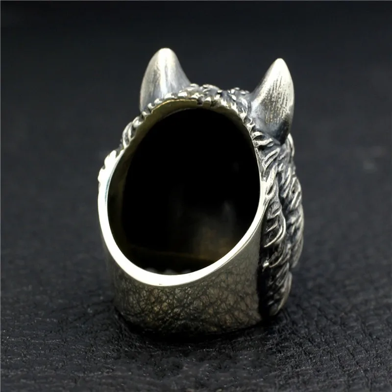 Plated S925 Silver Finlay Defense Totem Amulet Hip Hop Pirate Wolf Ring Male 