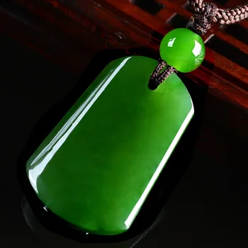 

Natural green jade pendant necklace square jade pendants necklaces for men women jadeite jade jewelry necklace women send chain
