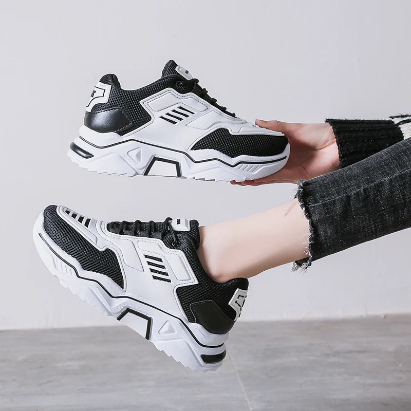 

Chunky sneakers women lace up Canvas shoes for female damping Vulcanized shoes high quality Running shoes comfortable