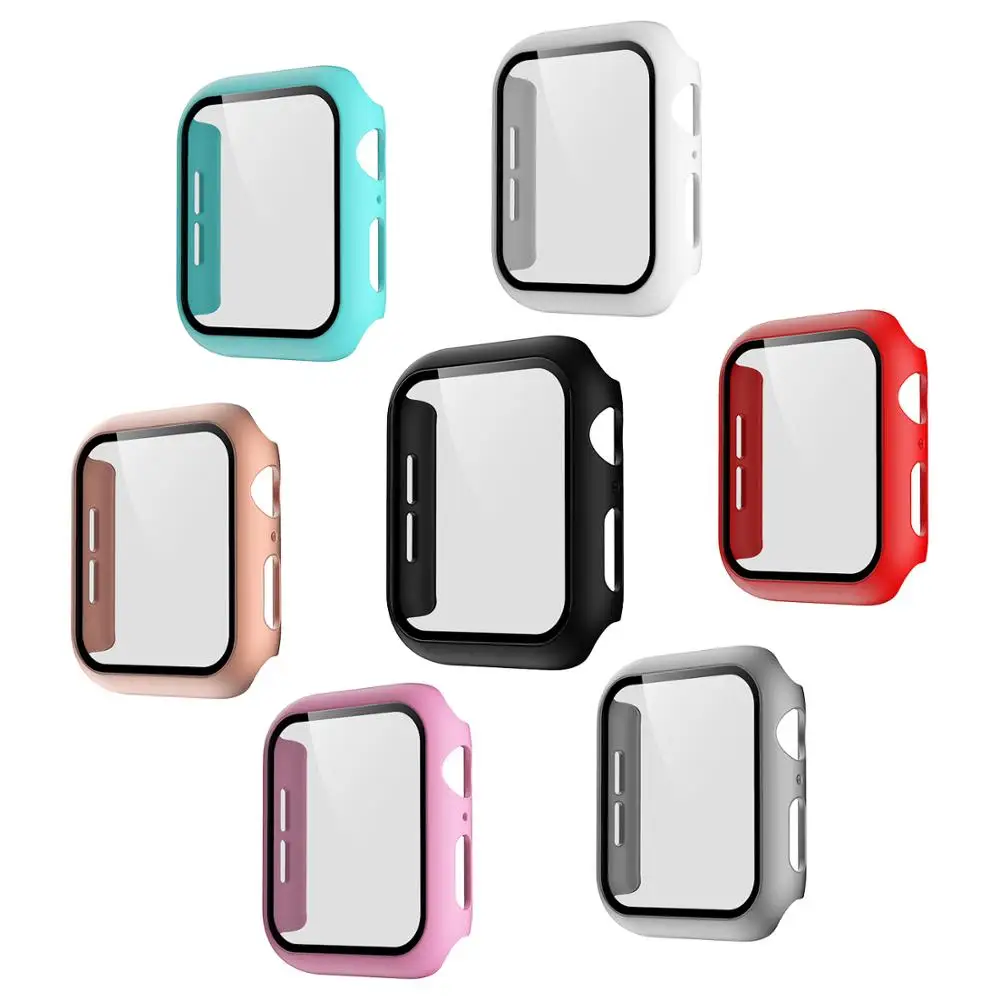 Пластиковый чехол из закаленного стекла для Apple Watch 42 мм 38 44 40 IWatch 5 4 3 2 1 защитный