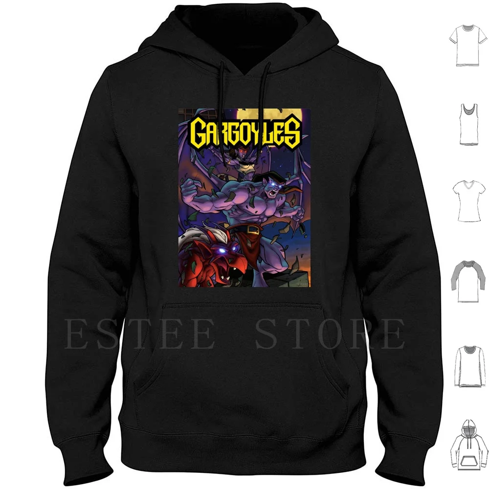 Gargoyles Tv Show Cartoon Goliath David Xanatos Anni '90 Felpe Con Cappuccio Manica Lunga Gargoyles Tv Show Cartoon Goliath David
