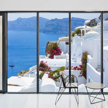 

Room decoration modern European-style bedroom wardrobe stickers sliding door renovation stickers mirror glass stickers love sea