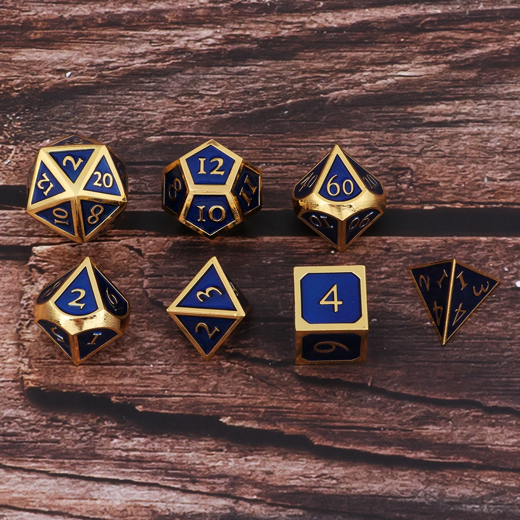 7 Pieces Zinc Alloy Polyhedral DND Dice Sets 7-Die Metal Dice for Dungeons and Dragons Pathfinder DND RPG MTG Table Gaming Dice