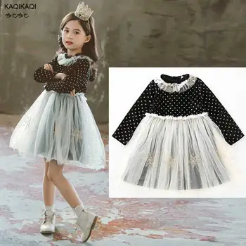 

2020 new Kids Dress for Girls Long Sleeve Children Party Perform Sequins Dress Kids Princess Vestidos Girls Flower Dresses