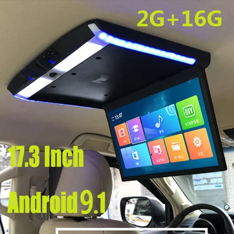 Автомобильный потолочный откидной монитор на крыше 17 3 дюйма Android 9 1 поддержка HD