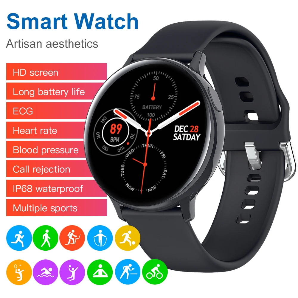 S20 Smart Watch Full Touch Screen IP67 Waterproof Sport Smart Wristband Heart Rate Blood Pressure Steps BT Smart Watch