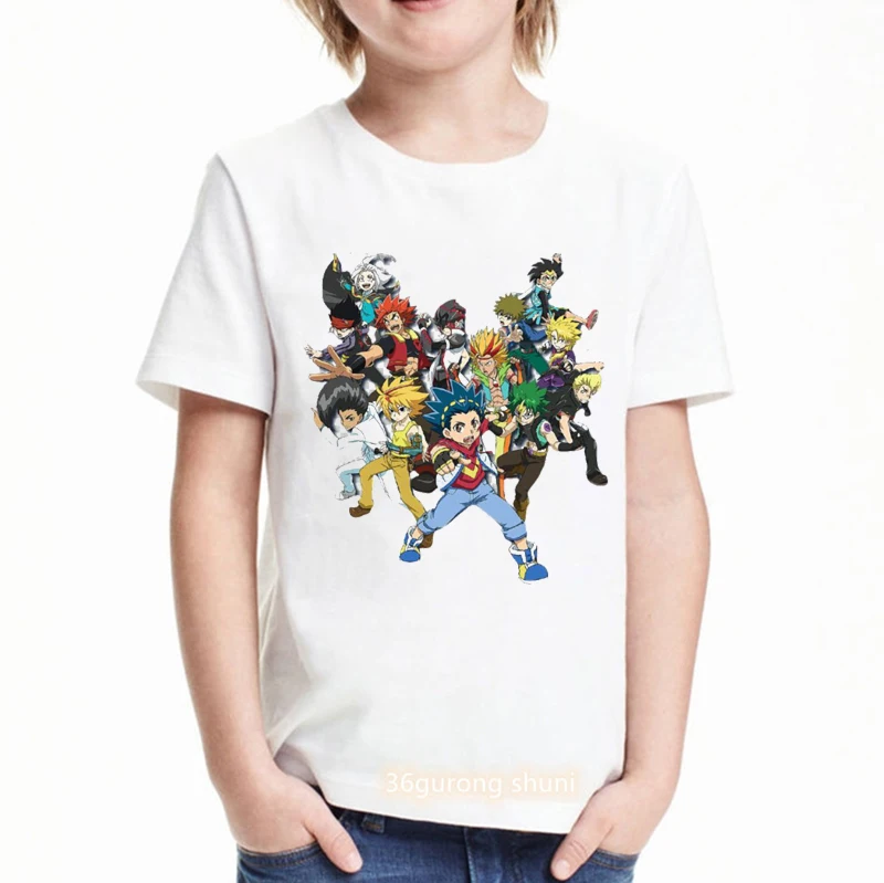 2021 hot sale boys t-shirt anime cartoon Beyblade Burst Evolution printed youth tshirt fun kids clothes summer white shirt tops roblox t shirt