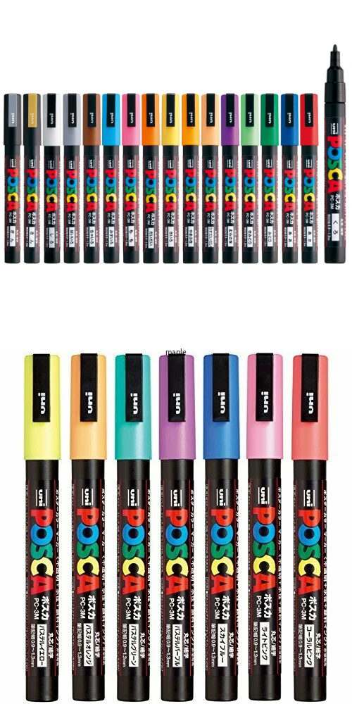 

Pack of 24 Set Uni POSCA Poster Mark Pen PC-3M - Fine Point 0.9-1.3mm-15 Normal/Silver/Gold/ 7 Pastel Colors Available
