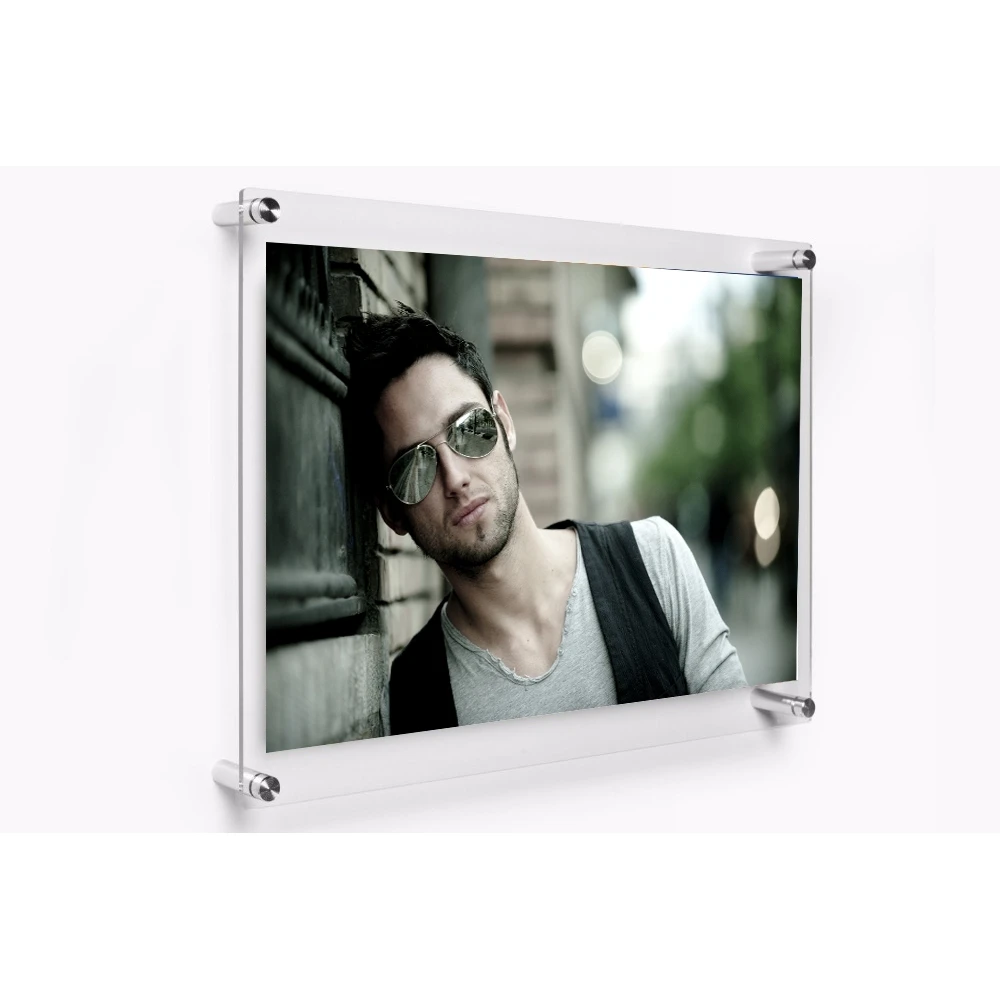 Plastic Acrylic Picture Photo Sheet Plexiglass Poster Display Frame Wall Mounting Holder Stand Wall Mounted Literature Display