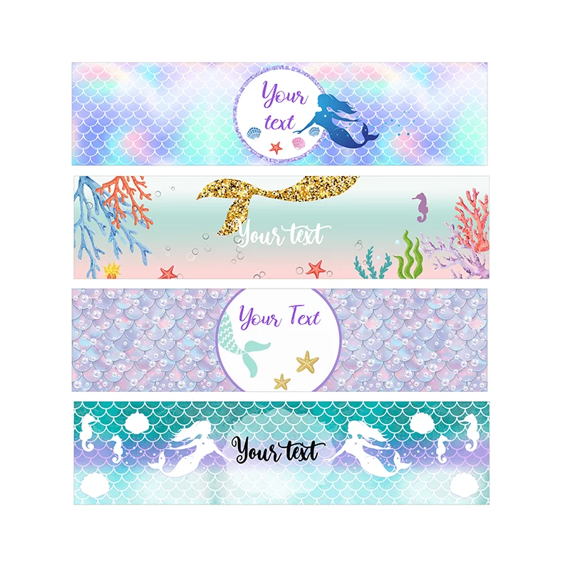 Party Decorations Party Supplies Custom Stickers Mermaid Party Decor Bottle Wraps Birthday Name Water Bottle Label Personalized Stickers Baby Shower Baptism Party Favor