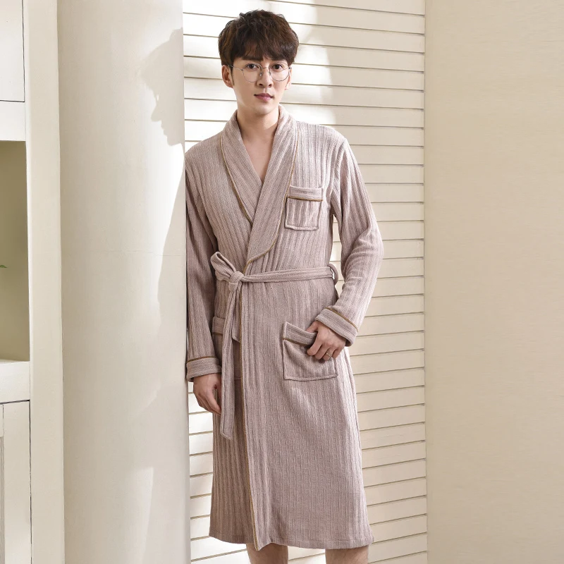 Coral Velvet Robe Male Sexy Vneck Thick Dressing Gown With Belt Men's