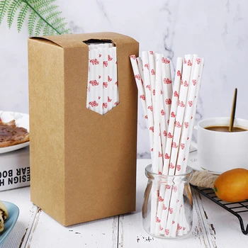 

250 Boxed Disposable Eco-friendly Paper Straw Color Creative Dessert Table Juice Drink Party Decoration Straw party decoration