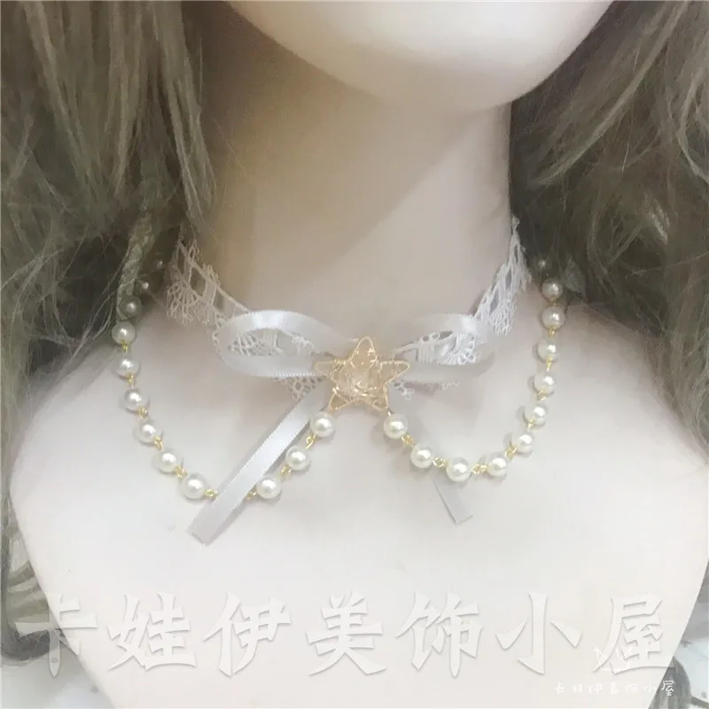 Necklace Японская Сладкая Лолита Ангел уличная ручная работа повязка для волос головной убор Лолита Kawaii KC боковая заколка для волос милые украшения для волос Косплей - Цвет: Necklace