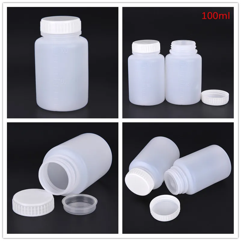 Plastic Measuring Cylinder 2 Pcs 100ml Clear Plastic Cylinder Shaped Chemical Storage Reagent Bottle