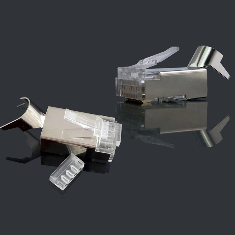 Rj45 разъем Rj 45 Ethernet Кабельный разъем Cat7 Cat6A 8P8C Stp экранированный Cat 7 сетевые терминалы 1,3 мм 50 шт