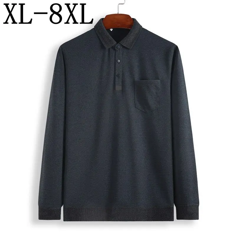 

Size 8XL 7XL 6XL 2019 New Autumn Business Men Polo Shirt With Pocket Casual Male Polos Shirts Long Sleeve Top Quality Polo Homme