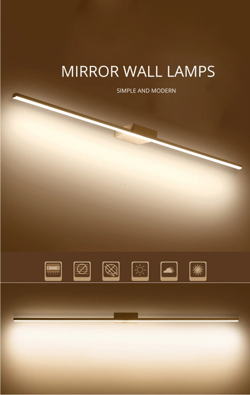 Светодиодный светильник-зеркало, настенный светильник AC90-260V, настенный промышленный светильник для ванной комнаты, водонепроницаемый светильник из нержавеющей стали