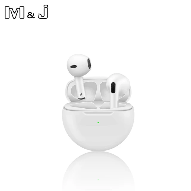 TWS Wireless Headphones Bluetooth Earphone Earbuds Bass Headset Air Pro 6 Sport Earpiece With Mic For Apple iPhone Xiaomi Huawei white