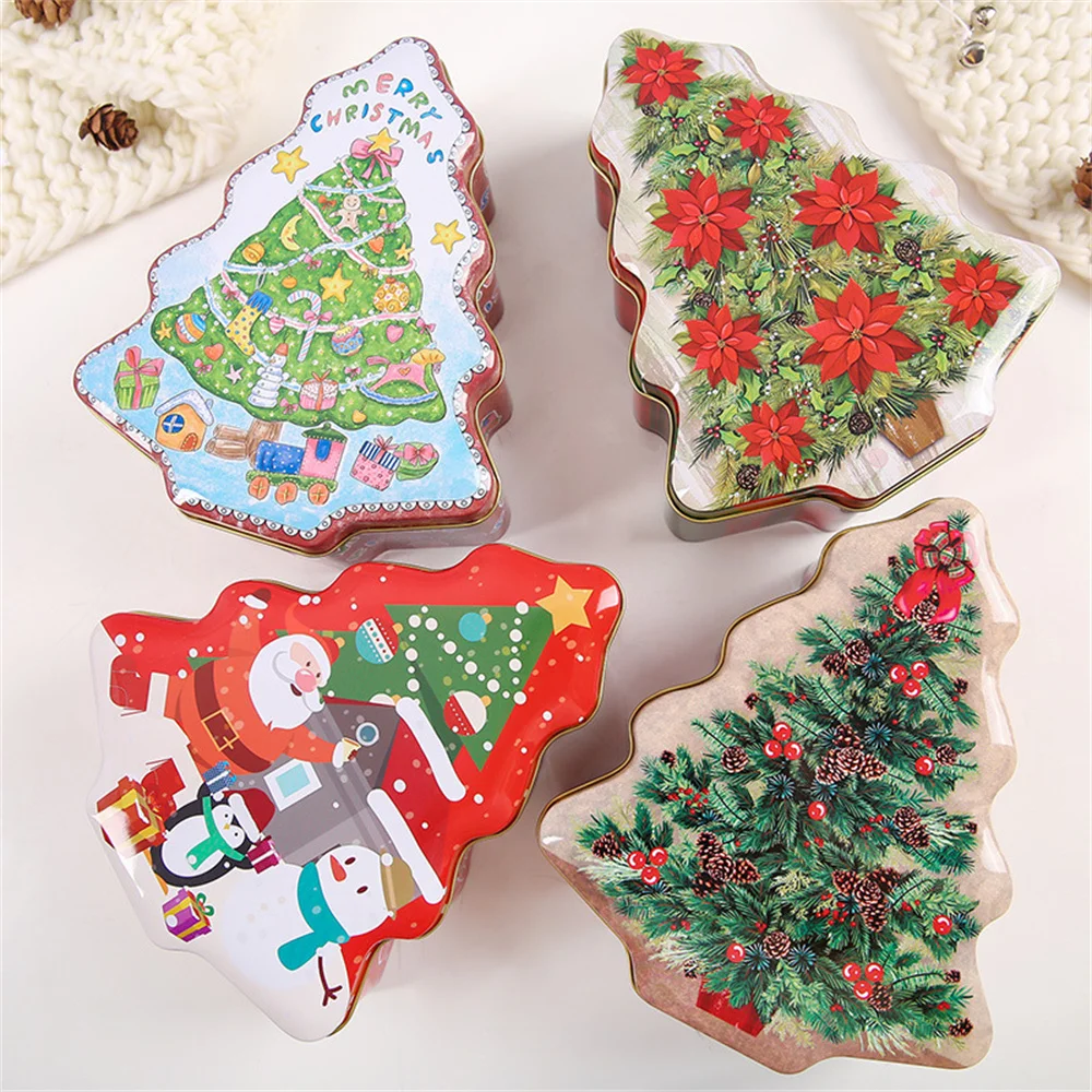 Christmas Gift Tin Boxes Wedding Party Santa Claus Candy Cookies Snacks Bag Case 