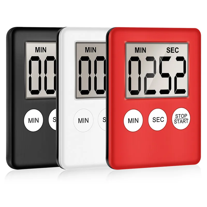 8 Colors Super Thin LCD Digital Screen Kitchen Timer Square Cooking Count Up Countdown Alarm Sleep Stopwatch Clock dropship