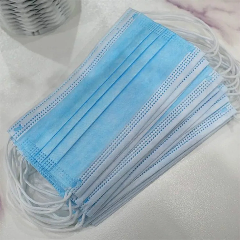 $1.05 Blue Protection Unisex Disposable Non-Woven Mouth Face Mask Outdoor Masks Three-layer Filter Anti-dust Mouth Mask Coronavirus