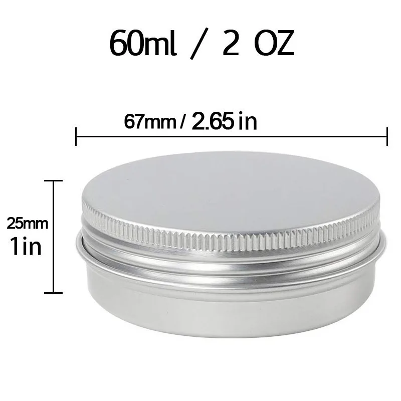 50PCS/ 2oz Small Screw Round Lip Metal Tin Storage Jar Balm Container&Lid Travel 