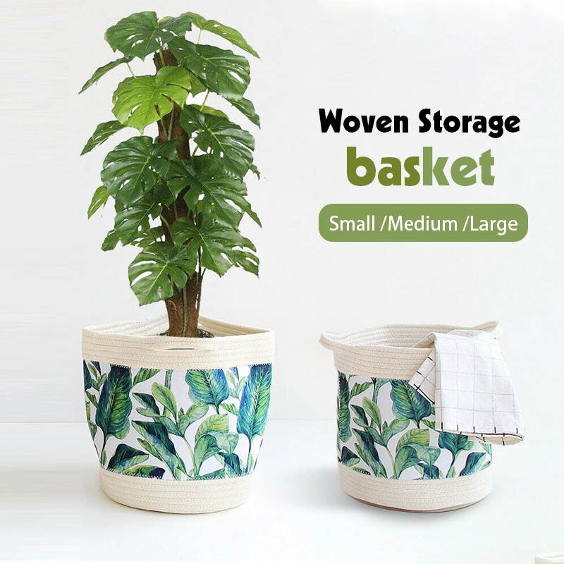 

Creative New Nordic Style Green Plant Cotton Thread Storage Basket Weaving Finishing Basket Cotton Rope Sundries Storage Bucket