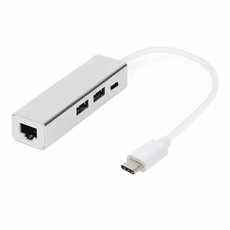 Ajiuyu USB C концентратор type-c адаптер Thunderbolt 3 RJ45 гигабитный сетевой порт Ethernet USB 3,0 Узловая док-станция мульти-Сплиттер конвертер - Цвет: Silver Metal PD RJ45