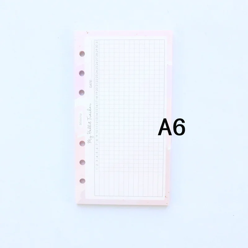 Domikee new cute kawaii school 6 holes refilling paper sheets for binder planner spiral notebooks:daily weekly monthly planner - Цвет: Красный