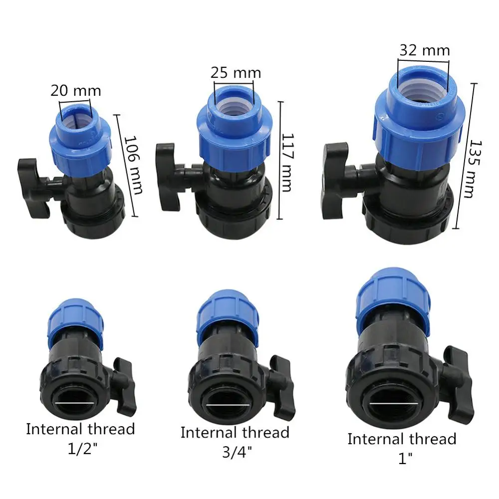 20 мм до 1/" /25 мм до 3/4"/32 мм до " внутренняя резьба трубы клапан трубка для полива сада водостопорные разъемы переключатель управления водой